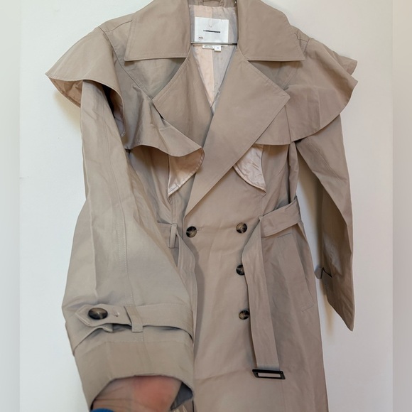 NWOT Anthropologie Ruffled Trench Coat Size Small - Picture 8 of 15